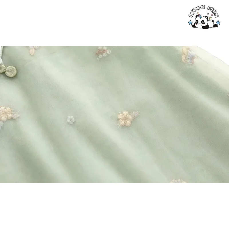 LEZONKIDS - Custom Summer Tulle Cheongsam Casual Dresses for Kids Girls